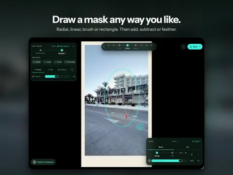 Draw a mask any way you like. Radial, linear, brush or rectangle. Then add, subtract or feather.