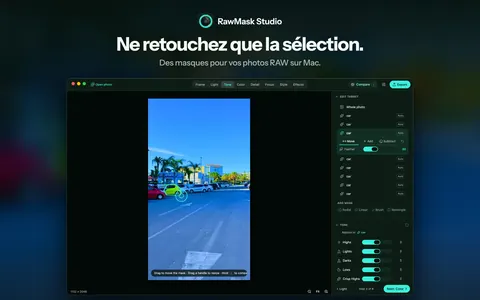 Ne retouchez que la sélection. Des masques pour vos photos RAW sur Mac.