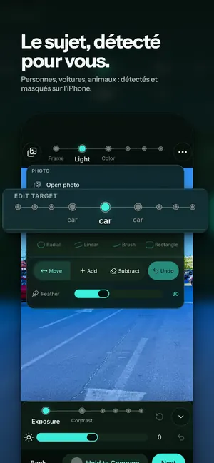Le sujet, détecté pour vous. Personnes, voitures, animaux : détectés et masqués sur l'iPhone.