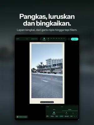Pangkas, luruskan dan bingkaikan. Lapan bingkai, dari garis nipis hingga tepi filem.
