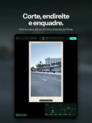 Corte, endireite e enquadre. Oito bordas, de um fio fino à borda de filme.