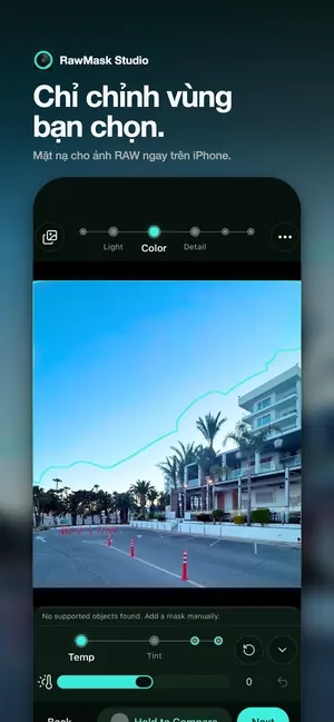 Chỉ chỉnh vùng bạn chọn. Mặt nạ cho ảnh RAW ngay trên iPhone.