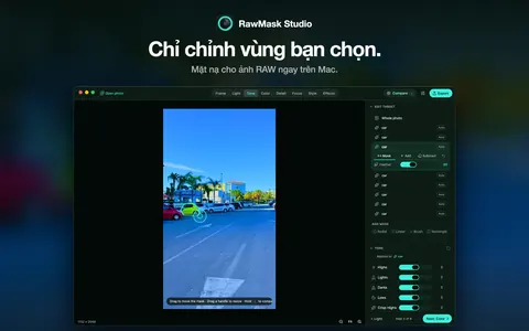 Chỉ chỉnh vùng bạn chọn. Mặt nạ cho ảnh RAW ngay trên Mac.